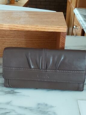 Coach  Dark Brown Leather Fold Wallet